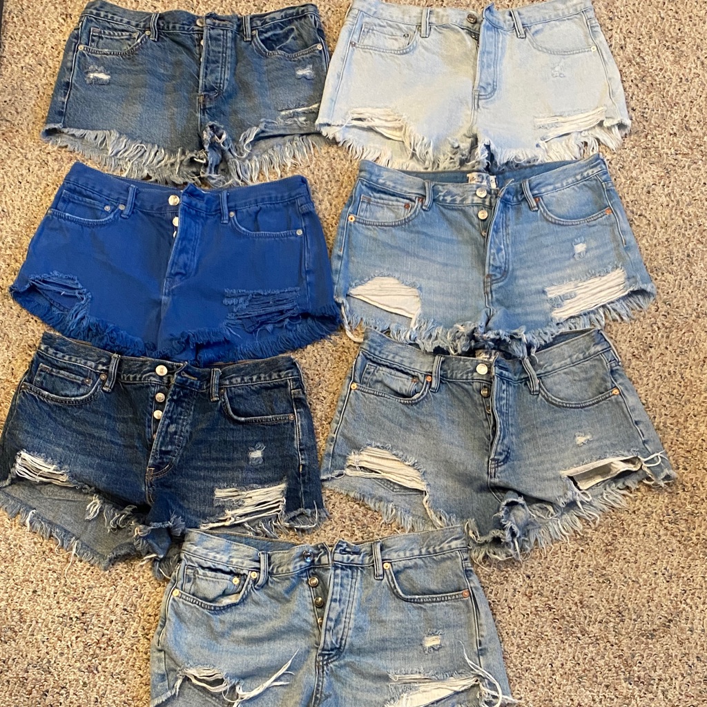 Free People We The Free Good Vibrations Jean Shorts Lot Of 7 - Size 28